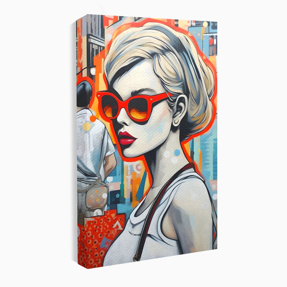 Tablou canvas cu tablou canvas cu portret stilizat de femeie, fara rama, pe sasiu de lemn